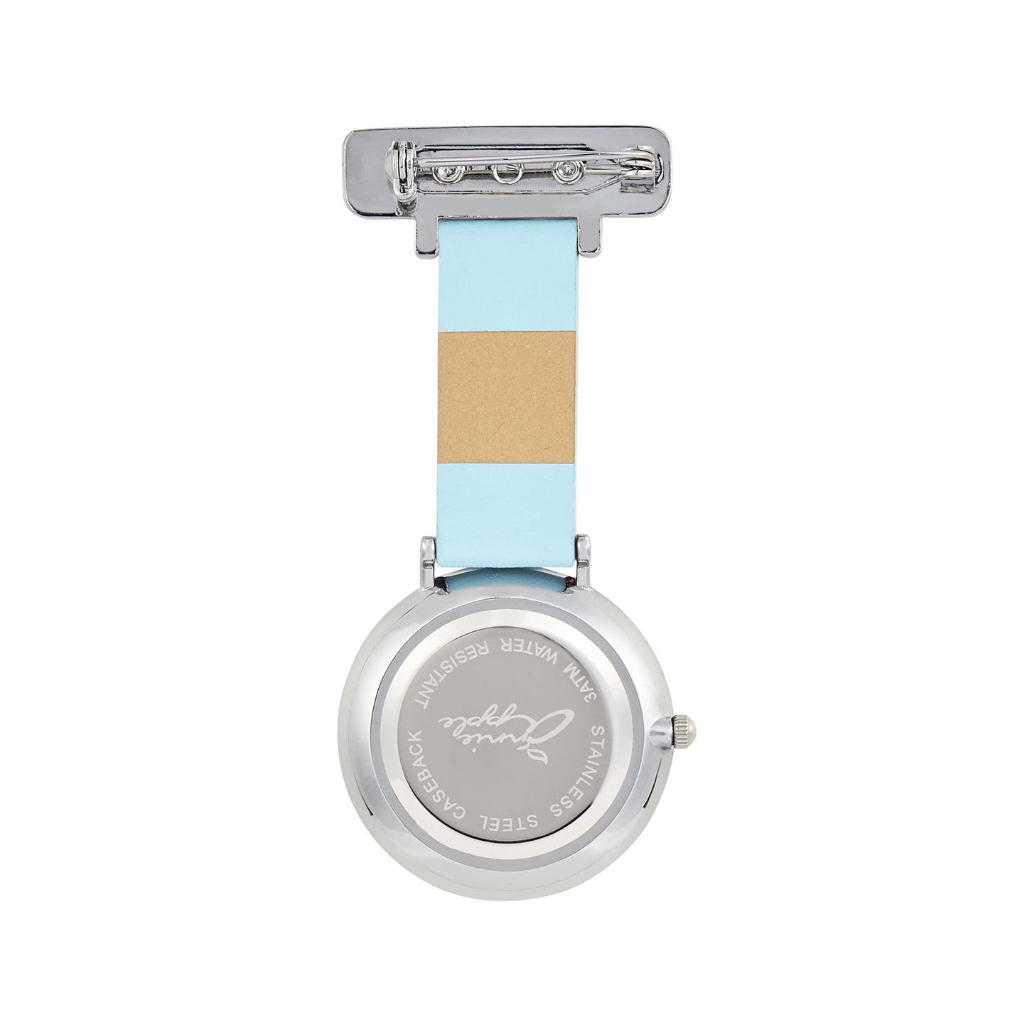Annie Apple Nurses Fob Watch - Aurora - Marble/Silver/Blue - Leather - 35mm