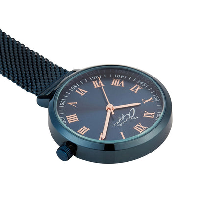 Annie Apple Nurses Fob Watch - Meraki - Rose Gold/Blue - Mesh - 35mm