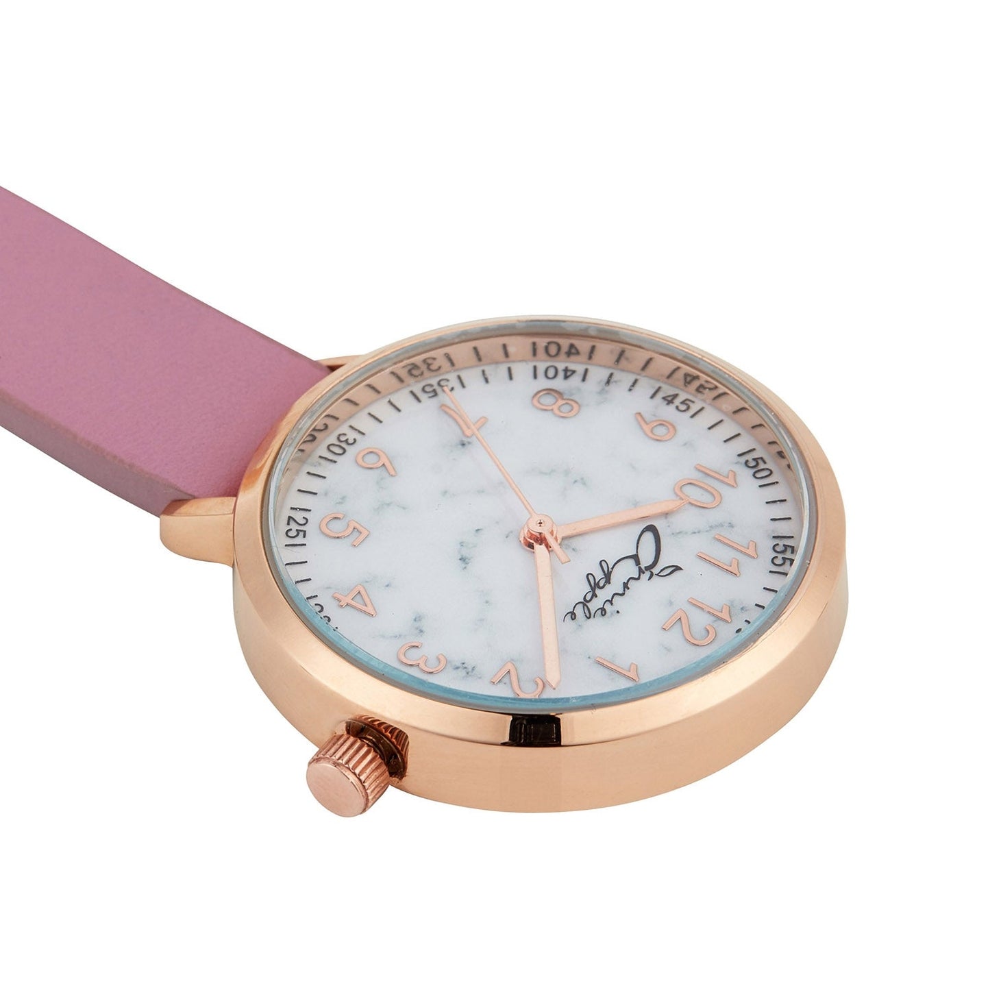 Annie Apple Nurses Fob Watch - Meraki - Marble/Rose Gold/Pink - Leather - 35mm