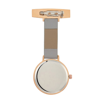 Annie Apple Nurses Fob Watch - Meraki - Grey/Rose Gold/Grey - Leather - 35mm