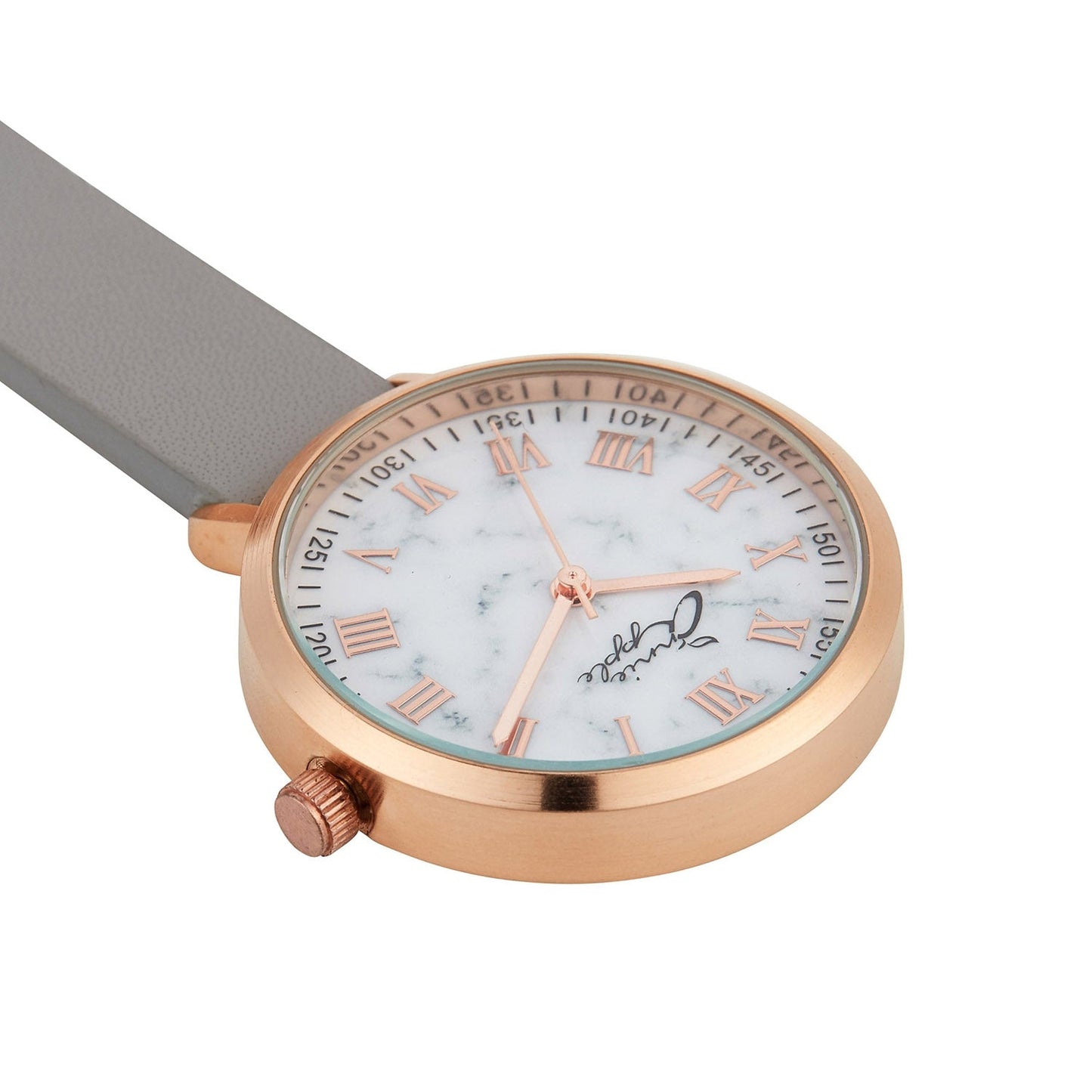 Annie Apple Nurses Fob Watch - Meraki - Marble/Rose Gold/Grey - Leather - 35mm