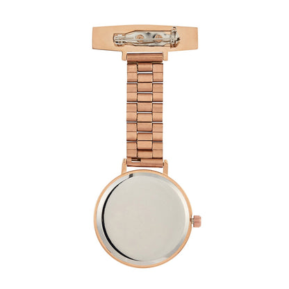 Annie Apple Nurses Fob Watch - Meraki - Pearl/Rose Gold - Link - 35mm