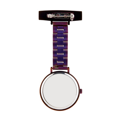 Annie Apple Nurses Fob Watch - Meraki - Silver/Purple - Link - 35mm