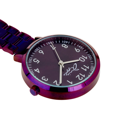 Annie Apple Nurses Fob Watch - Meraki - Silver/Purple - Link - 35mm