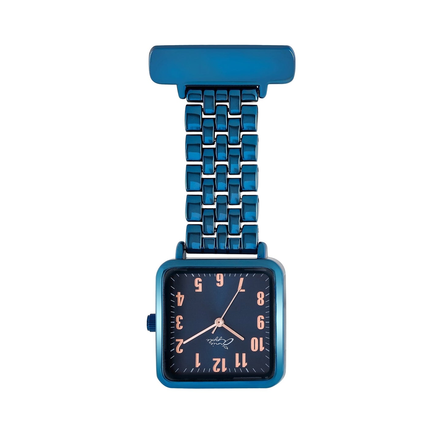 Annie Apple Nurses Fob Watch - Eunoia - Rose Gold/Blue - Link - 28mm