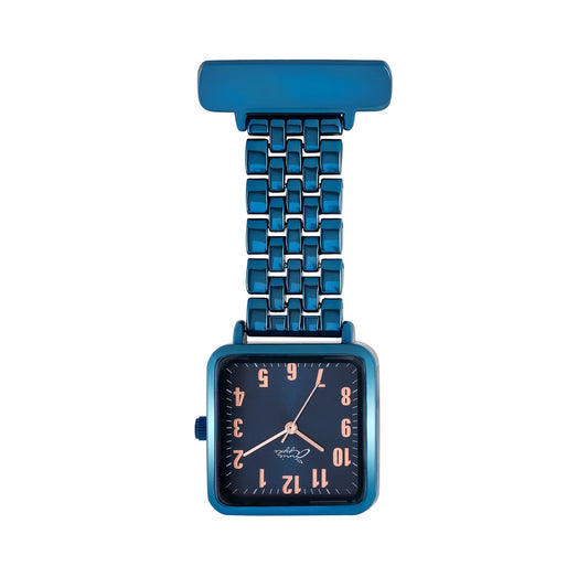 Annie Apple Nurses Fob Watch - Eunoia - Rose Gold/Blue - Link - 28mm