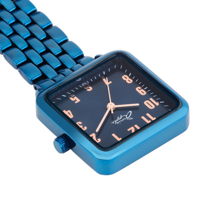 Annie Apple Nurses Fob Watch - Eunoia - Rose Gold/Blue - Link - 28mm