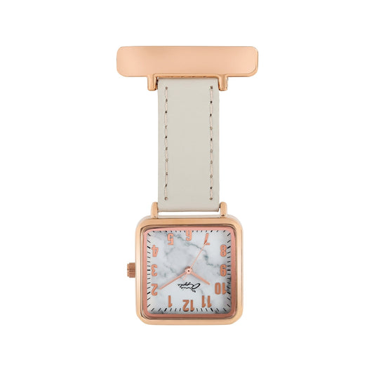 Annie Apple Nurses Fob Watch - Eunoia - Rose Gold/Grey - Leather - 28mm