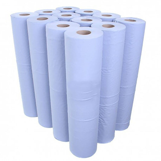 Essentials Blue Couch Roll 20" - 2ply - 40m x 500mm - Case of 12 - CLEARANCE