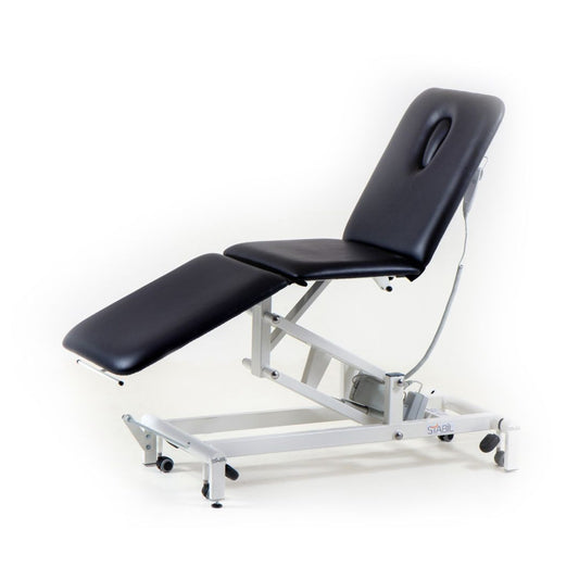 Stabil Komfort 3-Section Hydraulic  Plinth - White Frame - Black Upholstery