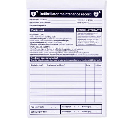 Defibrillator Maintenance Booklet