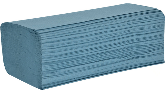 Essentials 1ply Blue V Fold Hand Towel 3510 Sheets