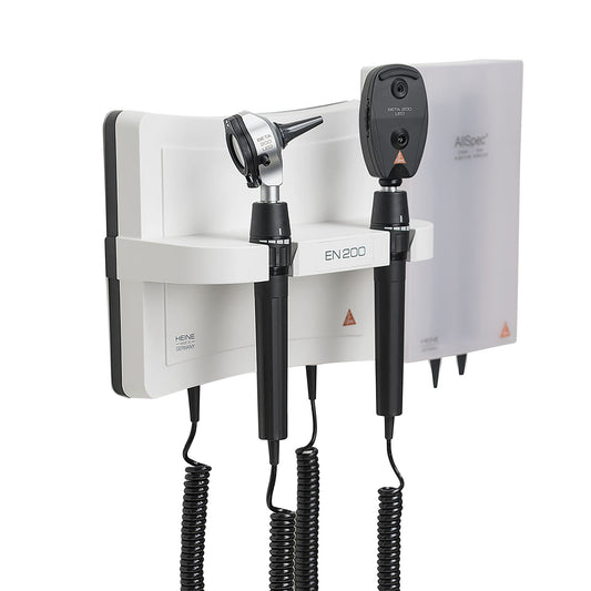 HEINE EN200 LED Wall Diagnostic Station - With Beta 400 LED Otoscope & Beta 200 LED Ophthalmoscope