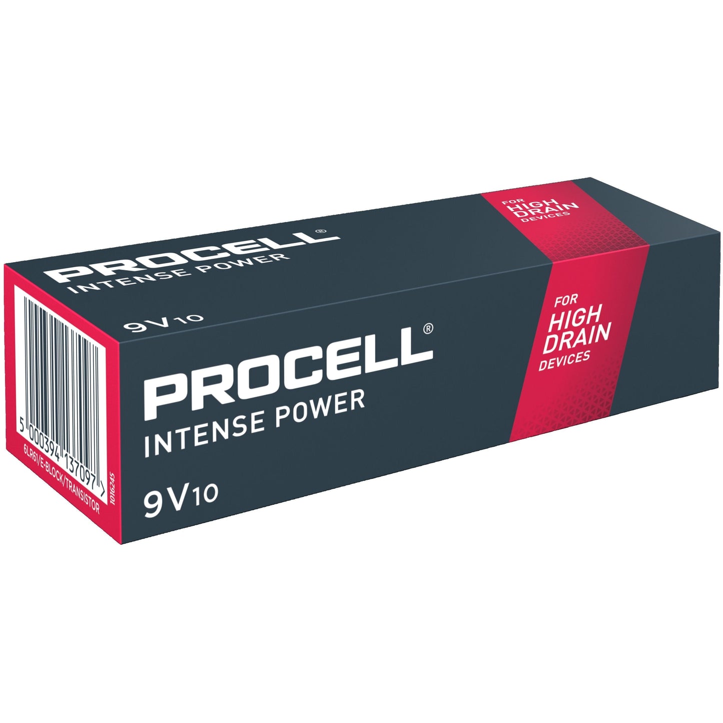 Procell Intense Batteries (9V/6LR61) - Box of 10 Cells