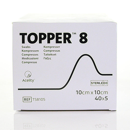 Topper 8 Gauze Swabs Sterile: 10 x 10cm (TIED 5) x 40