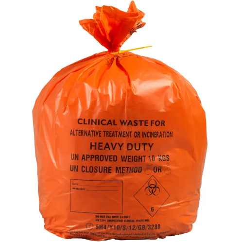 Large Orange Heavy Duty Clinical Waste Bags 10KG - 10 Rolls of 25
