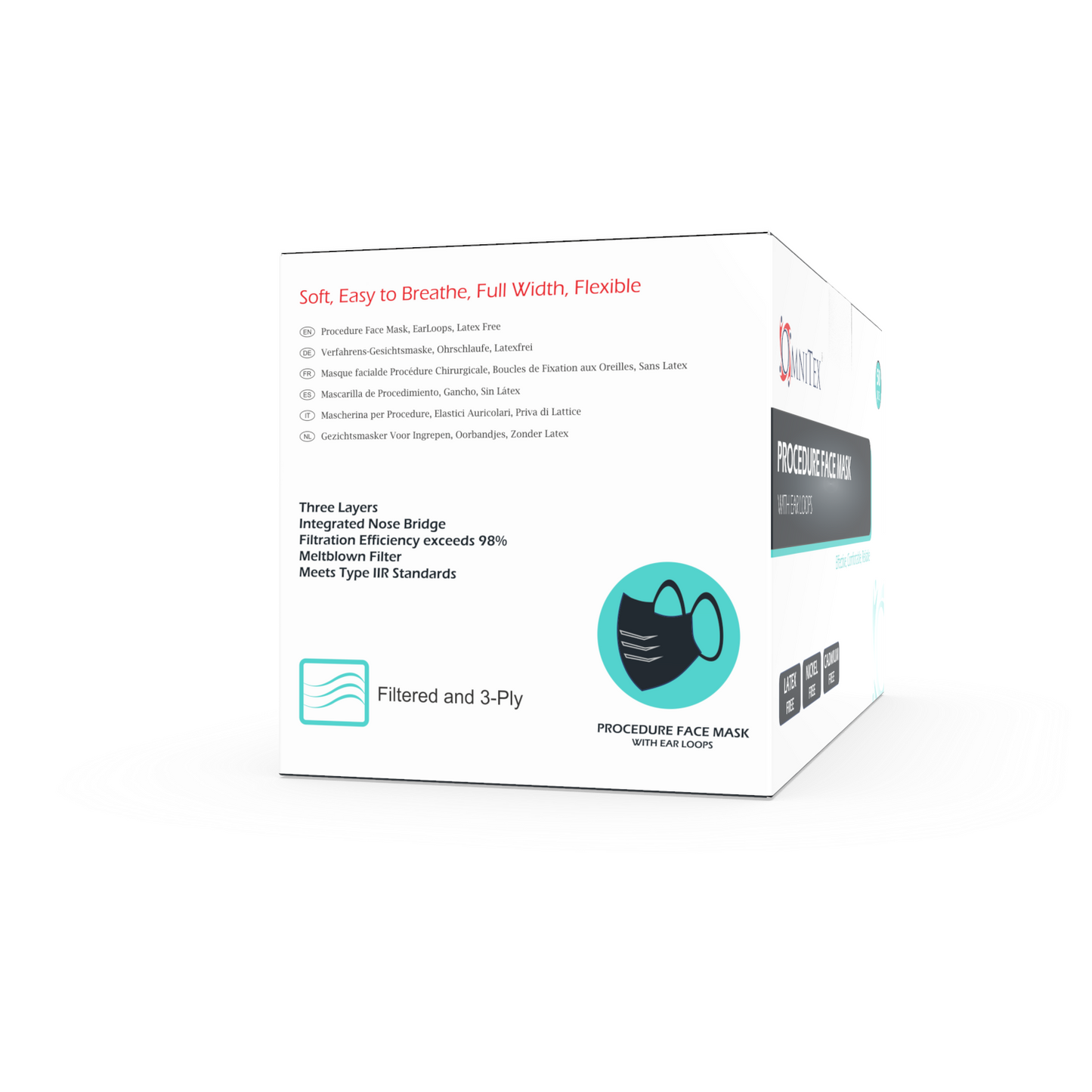 Face Masks - Type IIR with Ear Loops - Black - Box of 50 [UK MADE]