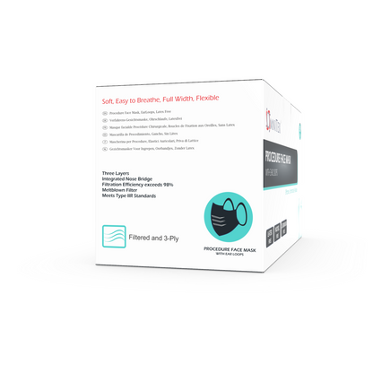 Face Masks - Type IIR with Ear Loops - Black - Box of 50 [UK MADE]