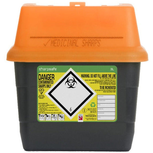 Sharpsafe 3 Litre Orange - Grey Body