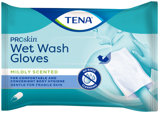 TENA Wet Wash Glove (Mildy Scented) - Pack of 8