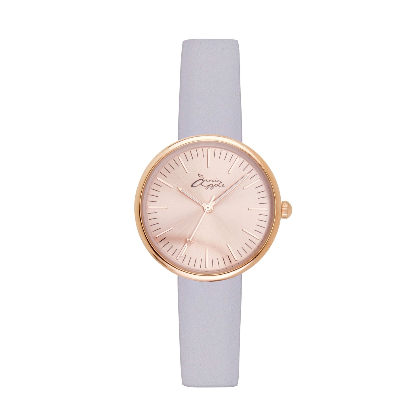 Annie Apple Nurses Fob Watch - Venus - Rose Gold Mesh - Lilac Leather - 35mm