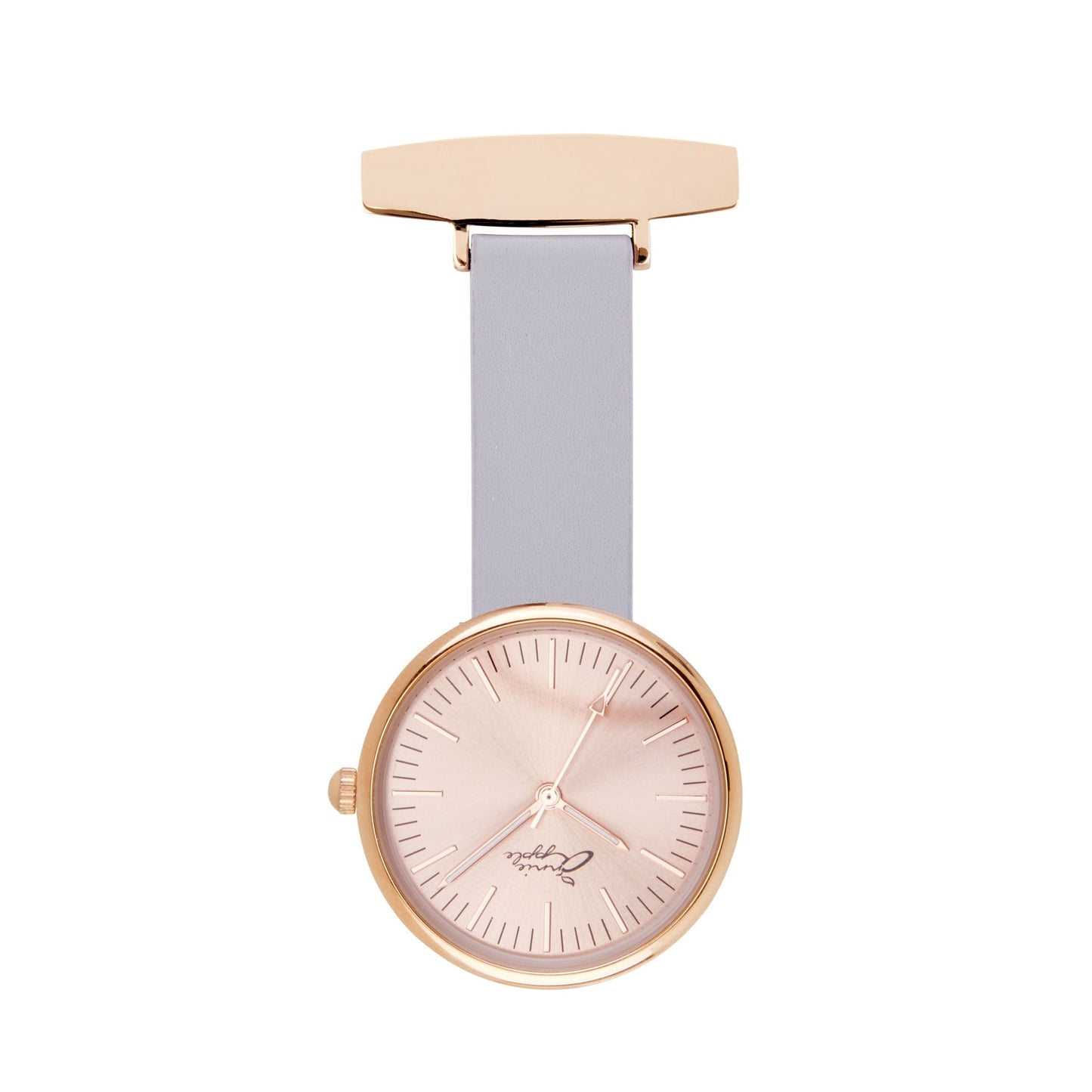 Annie Apple Nurses Fob Watch - Venus - Rose Gold Mesh - Lilac Leather - 35mm